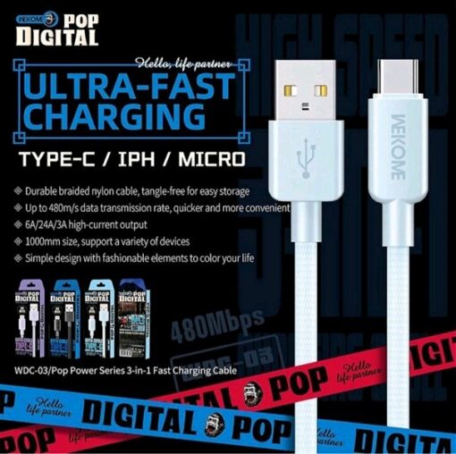Cáp sạc nhanh WEKOME WDC-03 (USB-A to Type-C)