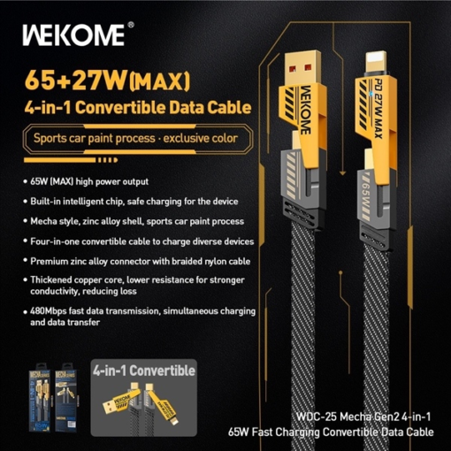 Cáp 4 in 1 wekome WDC25 65W 1.2m